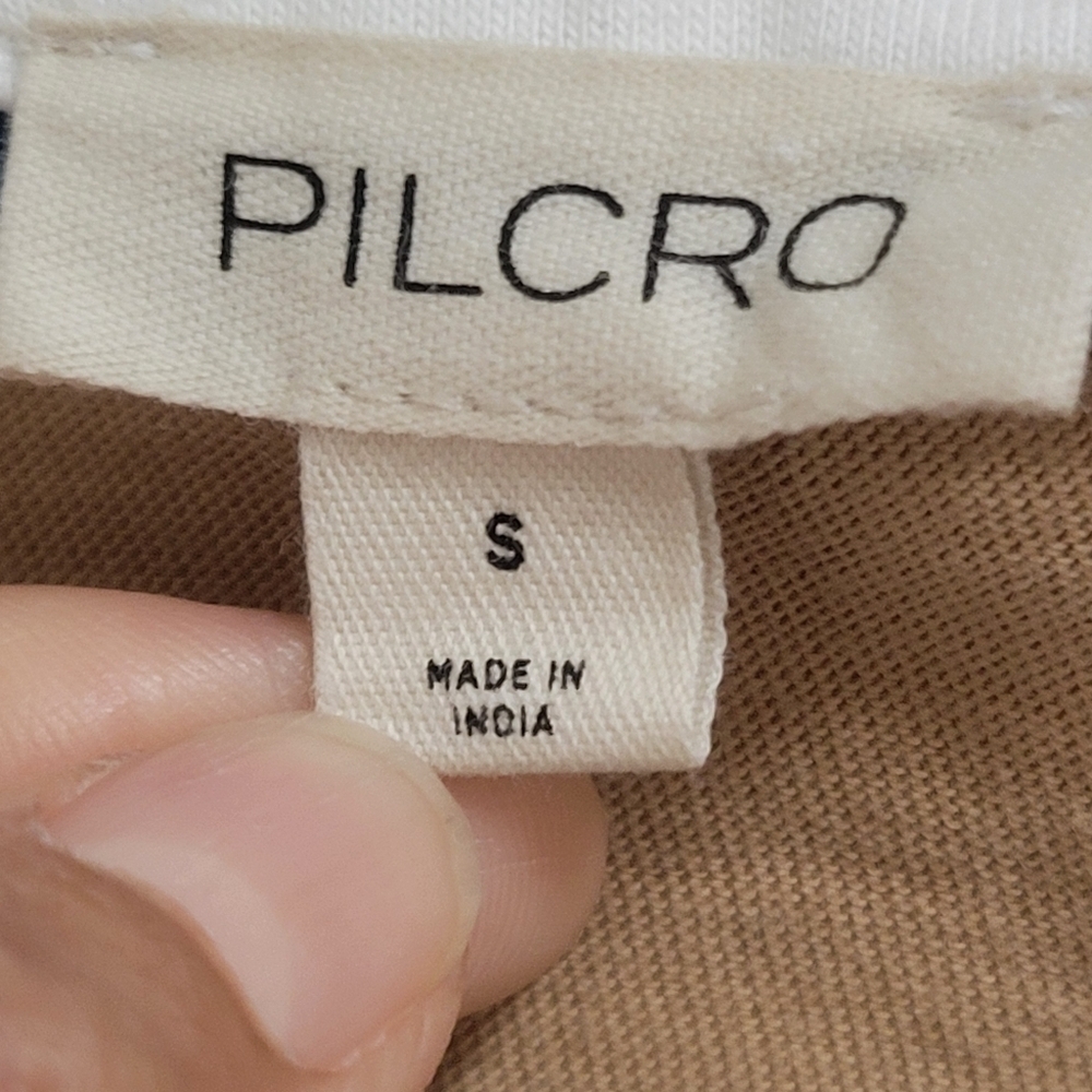 Pilcro Rugby Oversized Tan Stripe Long Sleeve Shirt. - Picture 9 of 14